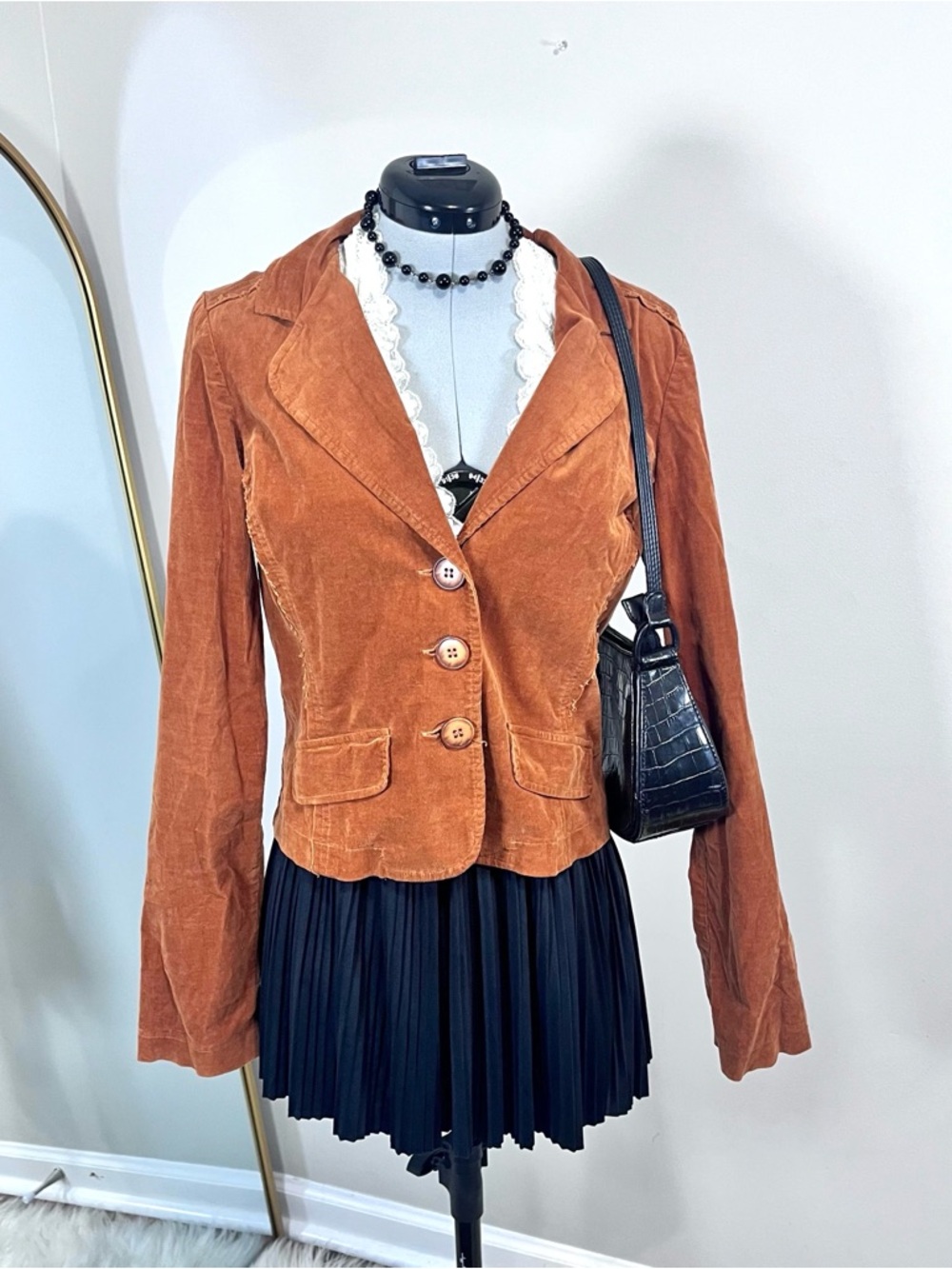 Dolled Up Y2K Rust Fitted Corduroy Blazer Jacket
